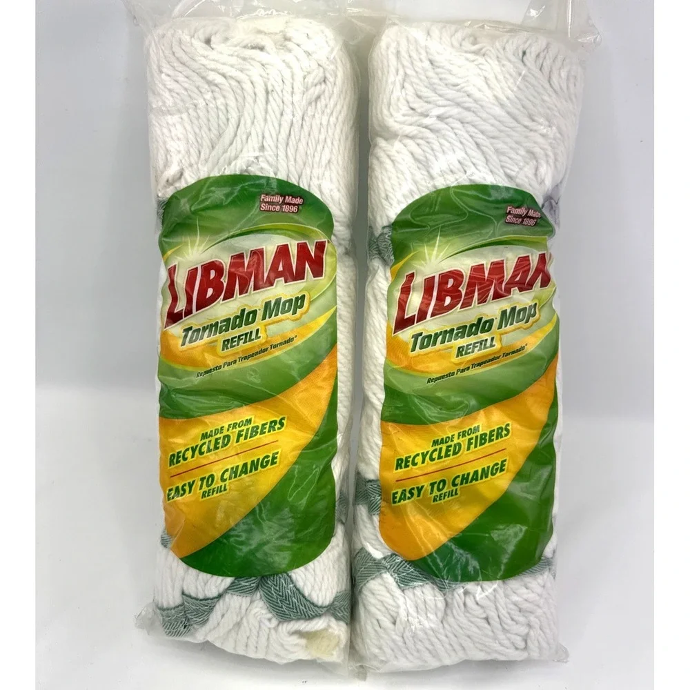 Lot 2 Libman Tornado Mop Refills #02031 Recycled Fibers Easy Change Replacement